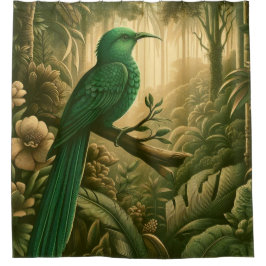 Cortina De Ducha Majestuoso pájaro tropical en la exuberante jungla