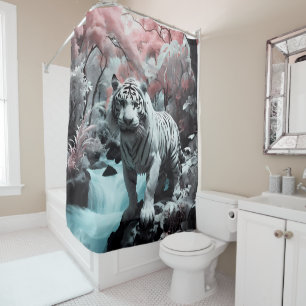 Cortina De Ducha Majestuoso tigre blanco cerca del baño de las Casc