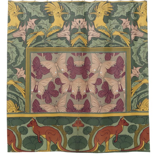 Cortina De Ducha Maleza, pájaros y arte floral de Jimson (Anverso)