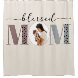 Cortina De Ducha Mamá Afortunada Foto Personalizada