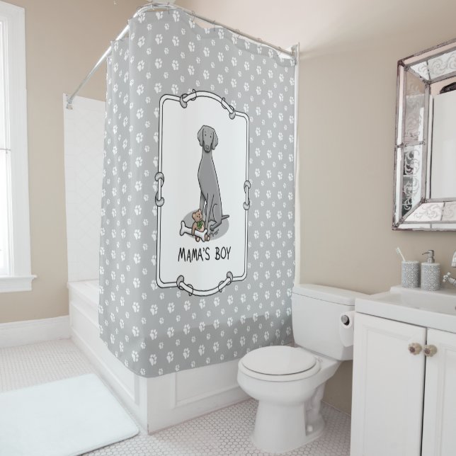 Cortina De Ducha Mama's Boy Weimaraner (gris 1) juguetes mamá perro (In situ)