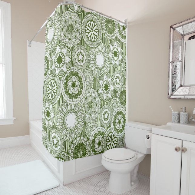 Cortina De Ducha manala cirque blanco verde (In situ)