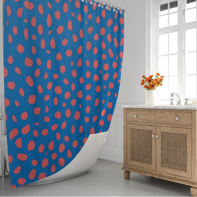 Cortina De Ducha Manchas de queso Coral Blue (Cheetah spots Coral Blue Shower Curtain by Looly Elzayat
)