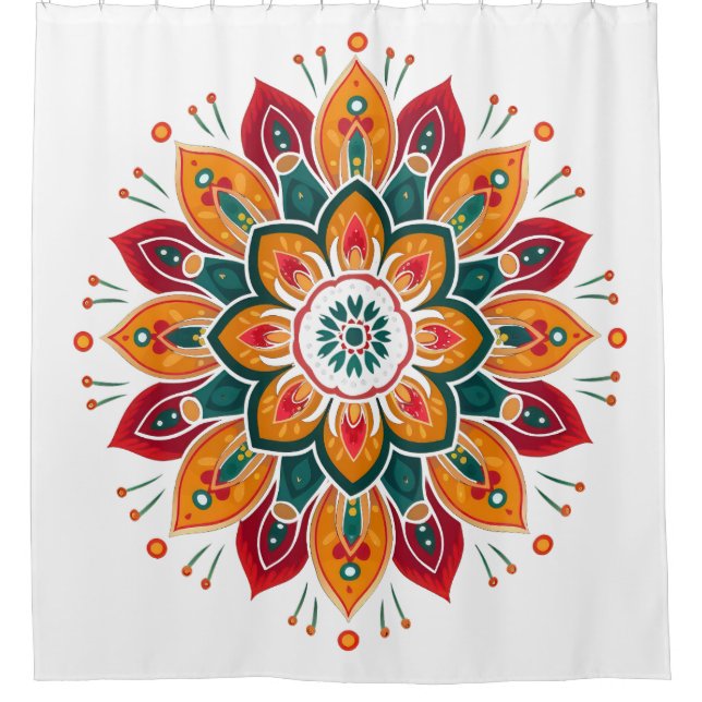 Cortina De Ducha Mandala colorida (Anverso)