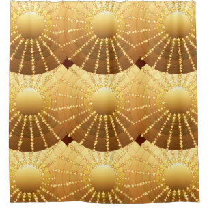 Cortina De Ducha Mandala con estrellas - gradiente de satén dorado