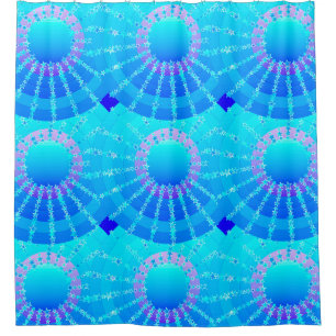 Cortina De Ducha Mandala con estrellas - gradiente de satín turques