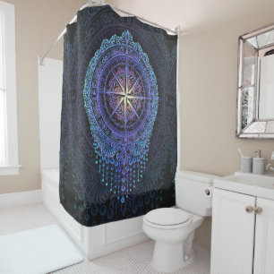 Cortina De Ducha Mandala de brújula celeste