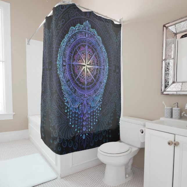 Cortina De Ducha Mandala de brújula celeste (In situ)