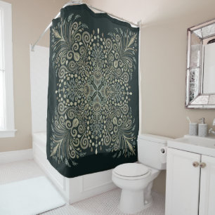 Cortina De Ducha Mandala de la perla del vintage