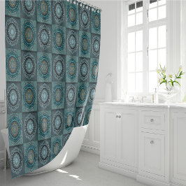 Cortina De Ducha Mandala de los ojos psicodélicos de los gigaches p