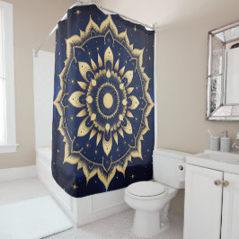 Cortina de ducha Mandala de Luna Celestial | Azul