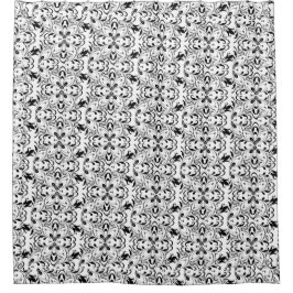 Cortina De Ducha Mandala en blanco y negro