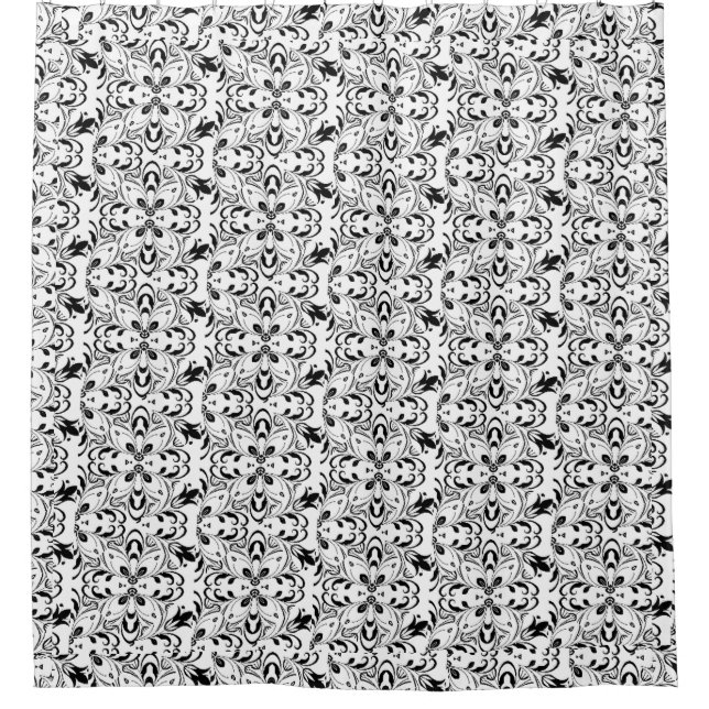 Cortina De Ducha Mandala en blanco y negro (Anverso)
