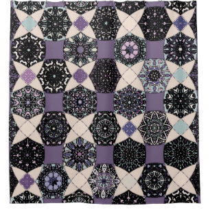 Cortina De Ducha Mandala floral vintage: colorida y sin mar