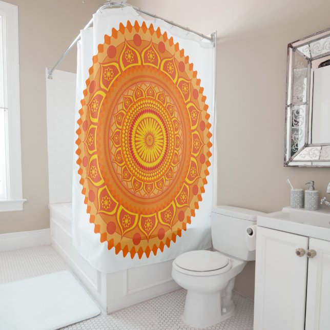 Cortina De Ducha mandala indio Naranja (In situ)