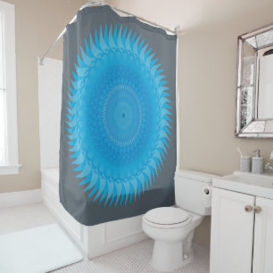Cortina De Ducha Mandalas del sol azul claro