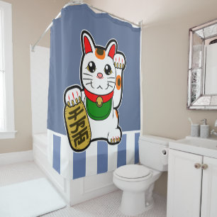 Cortina De Ducha Maneki Neko: Gato afortunado japonés