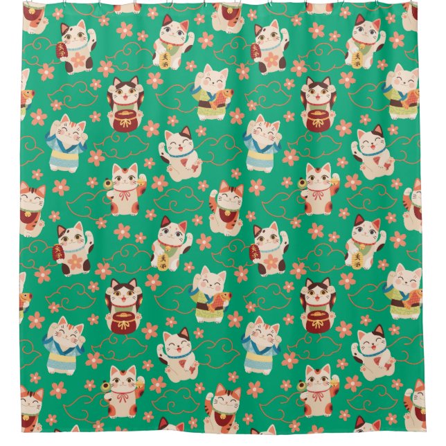 Cortina De Ducha Maneki Neko Lucky Cats Shower Curtain (Anverso)