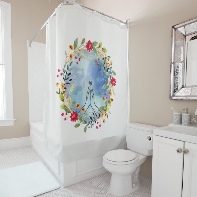 Cortina De Ducha Manos rezando acuarela (In situ)