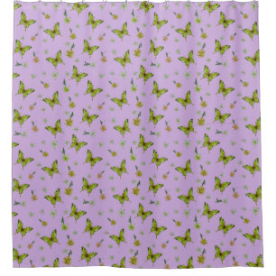 Cortina De Ducha Manta Floral de Lavanda y Lima