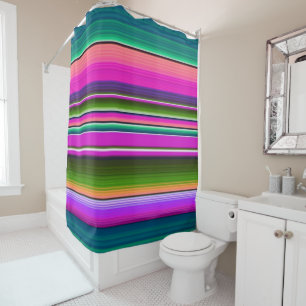 Cortina De Ducha Manta Mexicana Serape Rayas Coloridas Rosa Turques