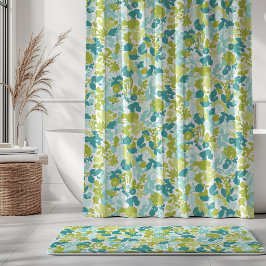 Cortina De Ducha Manzana verde teal Aqua azul follaje