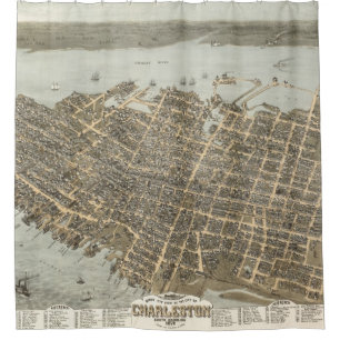 Cortina De Ducha Mapa 1872 de Charleston