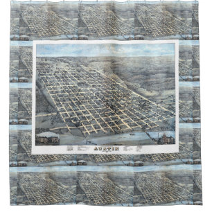 Cortina De Ducha Mapa aéreo antiguo de la ciudad de Austin, Texas d