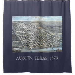 Cortina De Ducha Mapa aéreo antiguo de la ciudad de Austin, Texas d