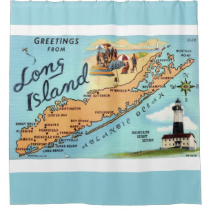 Cortina De Ducha Mapa Antiguo de Long Island