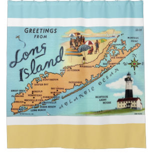 Cortina De Ducha Mapa Antiguo de Long Island