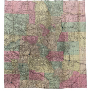 Cortina De Ducha Mapa de Colorado con las ciudades (1884)