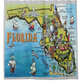 Cortina De Ducha Mapa de dibujos animados de Florida EE. UU.