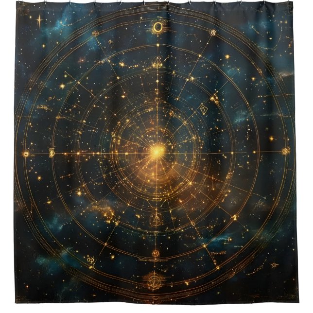 Cortina De Ducha Mapa de estrellas celestes doradas (3) (Anverso)