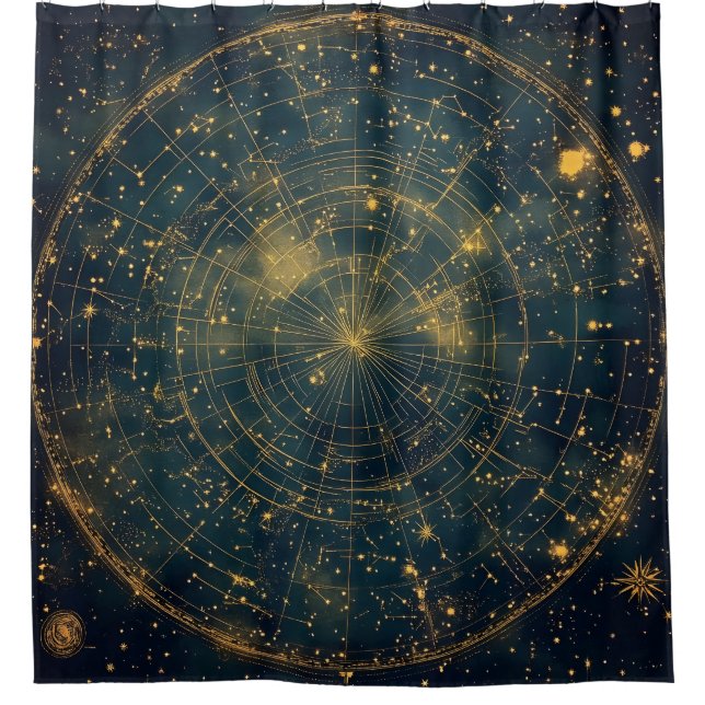 Cortina De Ducha Mapa de estrellas celestes doradas (4) (Anverso)