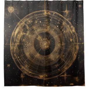 Cortina De Ducha Mapa de estrellas celestes doradas (5)