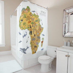 Cortina De Ducha Mapa de la flora y de la fauna de África el