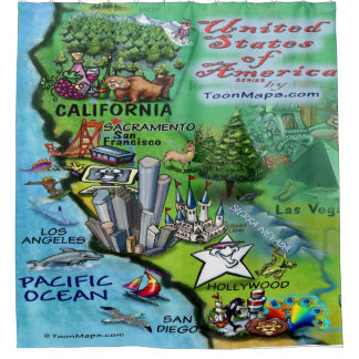 Cortina De Ducha Mapa de Personalizados de California USA