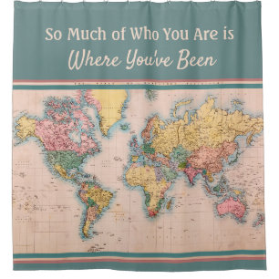 Cortina De Ducha Mapa de Vintage Atlas World Travel Lover