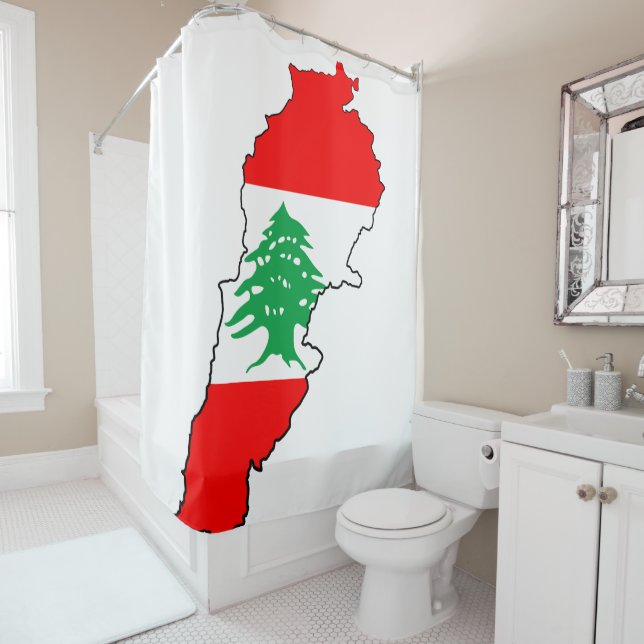 Cortina De Ducha Mapa del Líbano con bandera (In situ)