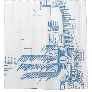 Cortina De Ducha Mapa del metro de Chicago con tren para neón vint