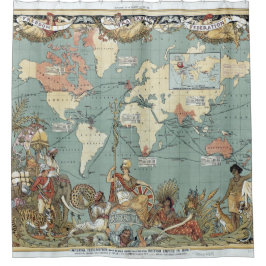 Cortina De Ducha Mapa del mundo del Imperio británico del vintage