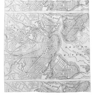 Cortina De Ducha Mapa del vintage de Boston (1878)