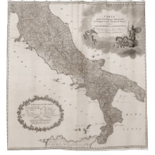 Cortina De Ducha Mapa del vintage de Italia (1808)