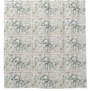 Cortina De Ducha Mapa del vintage de los Great Lakes (1696)