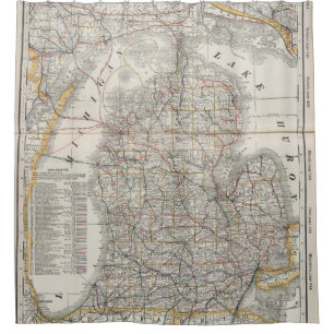 Cortina De Ducha Mapa del vintage de Michigan (1901) 3