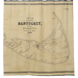 Cortina De Ducha Mapa del vintage de Nantucket (1838)