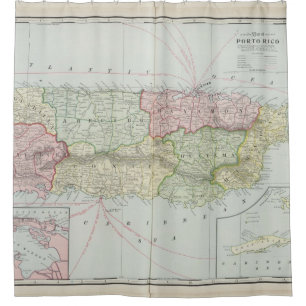 Cortina De Ducha Mapa del vintage de Puerto Rico (1901)