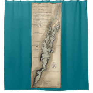 Cortina De Ducha Mapa histórico del lago Champlain Vermont