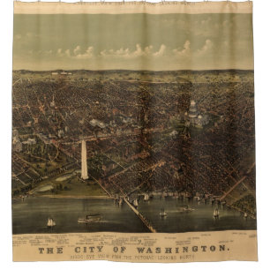Cortina De Ducha Mapa ilustrado del vintage de C.C. de Washington